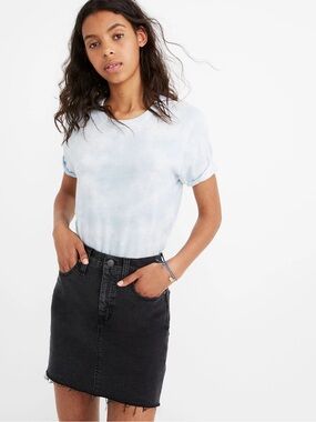 Madewell • Stretch Denim Straight Mini Skirt in Ashcraft Wash Raw-Hemmed Edition